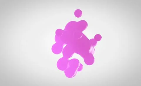 Pink scratchy metaball in 3d. Small drops are separated from the liquid Stock Illustration