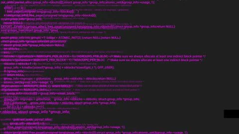 Pink screen coding hacker concept animation with glitch. Stock Illustration