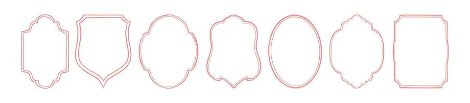 Pink scribble frame set, wedding doodle vector border, romantic cute Illustrazione stock