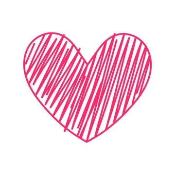 Pink Scribble Heart Icon Vector Stock Illustration