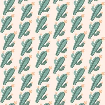 Pink seamless pattern with blooming cacti Stock Illustration