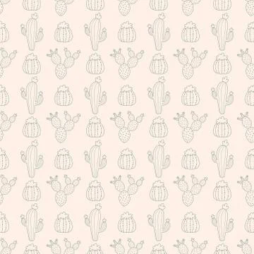 Pink seamless pattern with blooming cacti Stock Illustration