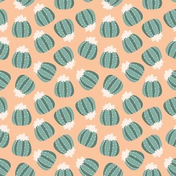 Pink seamless pattern with blooming cacti Stock Illustration