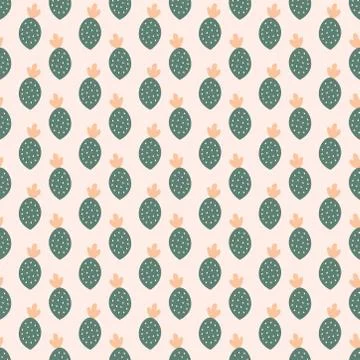 Pink seamless pattern with blooming cacti Stock Illustration