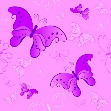 Pink Seamless Pattern with Butterflies Stock Illustration