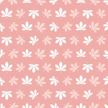 Pink seamless pattern with chestnut leaves Stock Illustration
