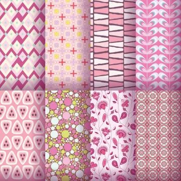 Pink seamless pattern collection Stock Illustration