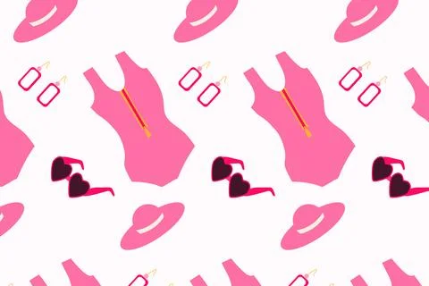 Pink seamless pattern of doll clothing accessories Stock Illustration