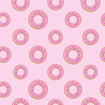 Pink seamless pattern with donuts. Stock Illustration