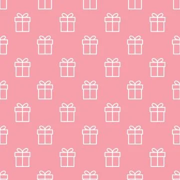 Pink seamless pattern with gift icons Stock Illustration
