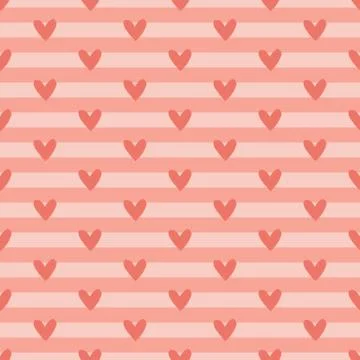 Pink seamless pattern with hearts and stripes Stock Illustration