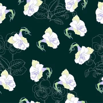 Pink Seamless pattern with lilac and flowers Stock Illustration