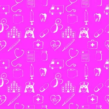Pink seamless pattern-medical items Stock Illustration