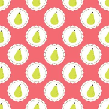 Pink seamless pattern with pears Stock Illustration