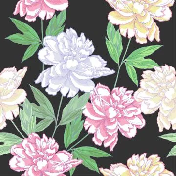 Pink seamless pattern  with peonies. Spring Stock Illustration