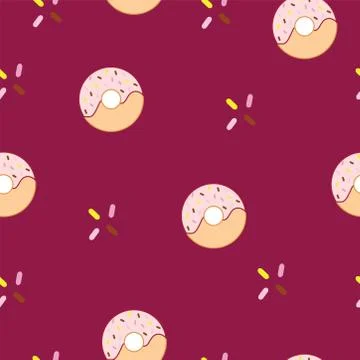 Pink seamless pattern with pink donuts vector Stock Illustration