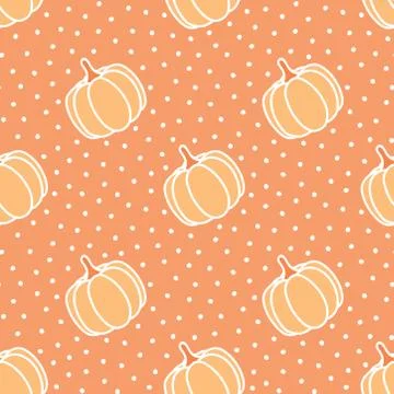 Pink seamless pattern with pumpkins and dots Stock Illustration
