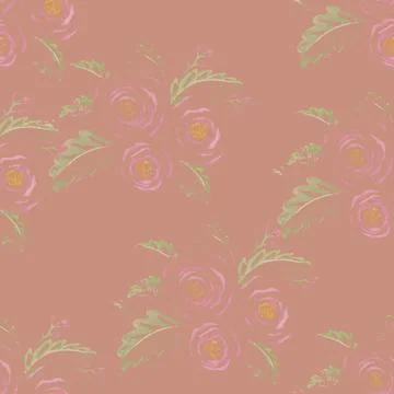 Pink seamless pattern with roses Stock Illustration