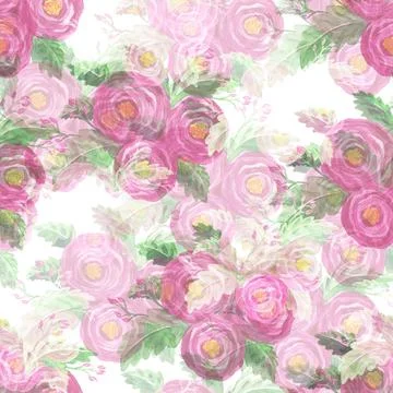 Pink seamless pattern with roses Stock Illustration