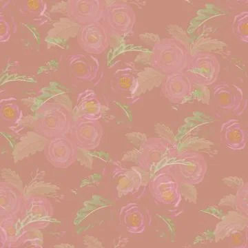 Pink seamless pattern with roses Stock Illustration