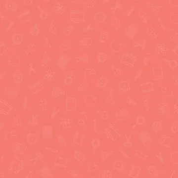 Pink seamless pattern with school supplies icons Stock Illustration