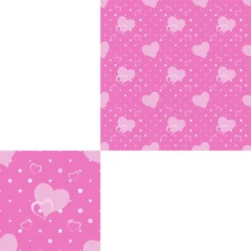 Pink seamless pattern with silhouettes of heart for holidays and packaging. Stock Photos