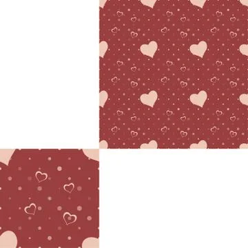 Pink seamless pattern with silhouettes of heart for holidays and packaging. Stock Photos