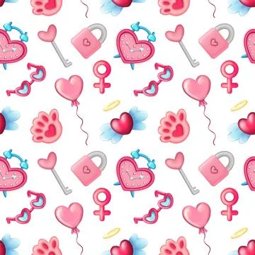 Pink seamless pattern for St Valentine Day Stock Illustration