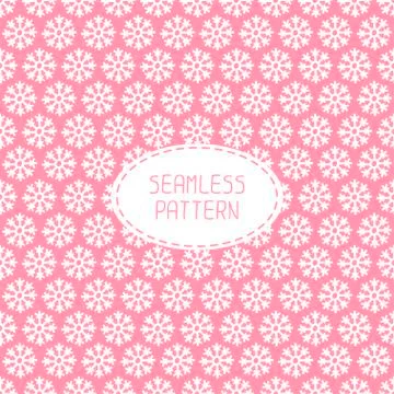 Pink seamless snowflakes pattern. Vector snow background. Christmas illustration Stock Illustration