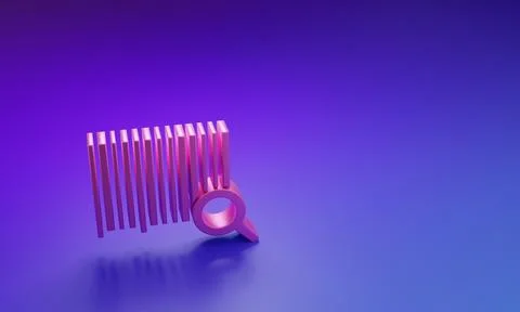 Pink Search barcode icon isolated on purple-blue background. Magnifying gla.. Illustrazione stock
