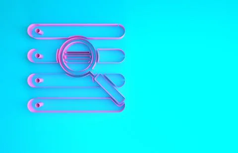 Pink Search in a browser window icon isolated on blue background. Minimalism  库存插图