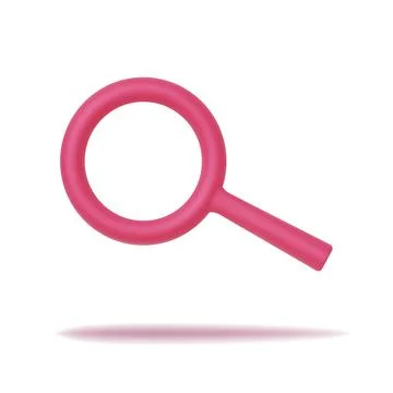 Pink search icon 3d render. Element browser sign for mobile, web and application Stock Illustration