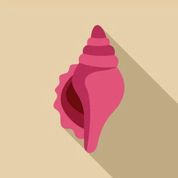 Pink seashell casting long shadow on sand background Stock Illustration