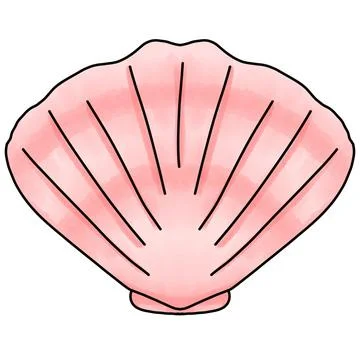 Pink Seashell Isolated Beach Icon Illustration Stock Illustration