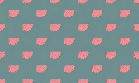 Pink seashells pattern on blue background for design イラスト素材