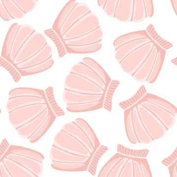 Pink seashells vector seamless pattern. Abstract shell marine wallpaper. Stock Illustration