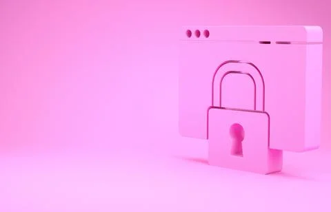 Pink Secure your site with HTTPS, SSL icon isolated on pink background. Inter Ilustración de archivo