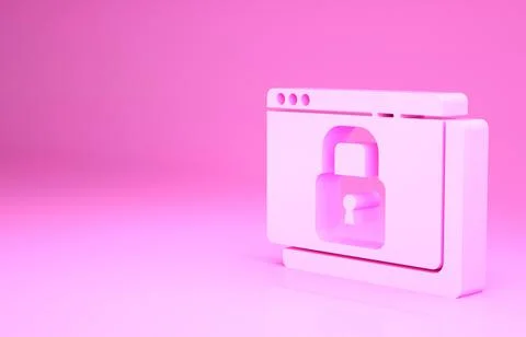 Pink Secure your site with HTTPS, SSL icon isolated on pink background. Inter Ilustración de archivo
