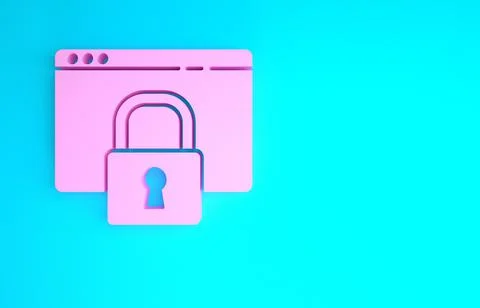 Pink Secure your site with HTTPS, SSL icon isolated on blue background. Inter Stockillustratie