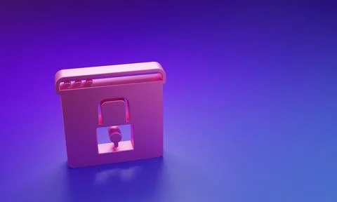 Pink Secure your site with HTTPS, SSL icon isolated on purple-blue backgrou.. 库存插图