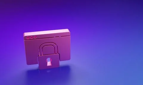 Pink Secure your site with HTTPS, SSL icon isolated on purple-blue backgrou.. Illustration