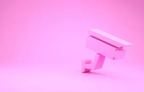 Pink Security camera icon isolated on pink background. Minimalism concept. 3d Stock Illustration