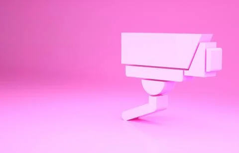 Pink Security camera icon isolated on pink background. Minimalism concept. 3d Stock Illustration