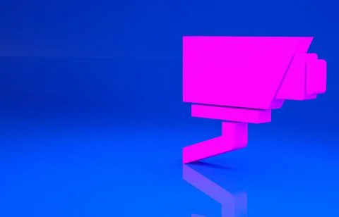 Pink Security camera icon isolated on blue background. Minimalism concept. 3d Stock Illustration
