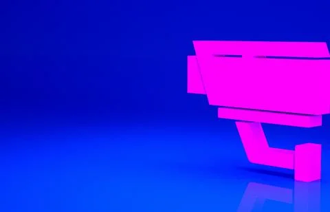 Pink Security camera icon isolated on blue background. Minimalism concept. 3d Stock Illustration