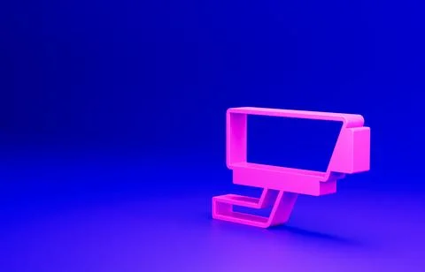 Pink Security camera icon isolated on blue background. Minimalism concept. 3D Stock Illustration