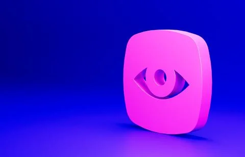 Pink Security camera icon isolated on blue background. Minimalism concept. 3D Stock Illustration