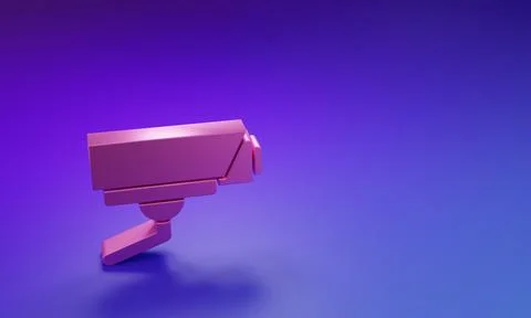 Pink Security camera icon isolated on purple-blue background. Minimalism co.. Stock Illustration