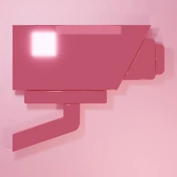Pink Security camera icon isolated on pink background. Minimalism concept. .. Stock Illustration