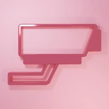 Pink Security camera icon isolated on pink background. Minimalism concept. .. Stock Illustration
